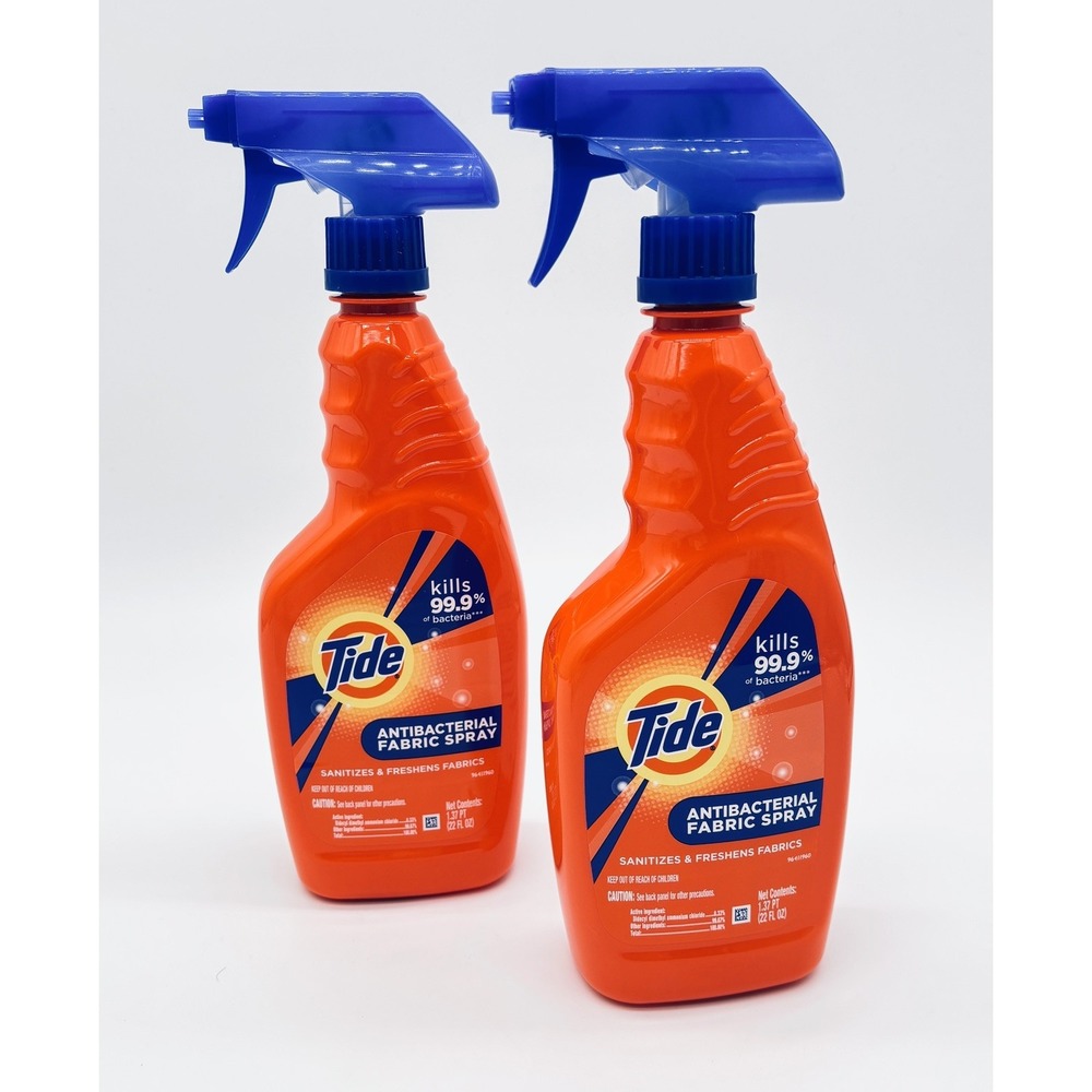 Tide Antibacterial Fabric Spray, Original Scent, 22 Fl Oz, Pack of 2 New!